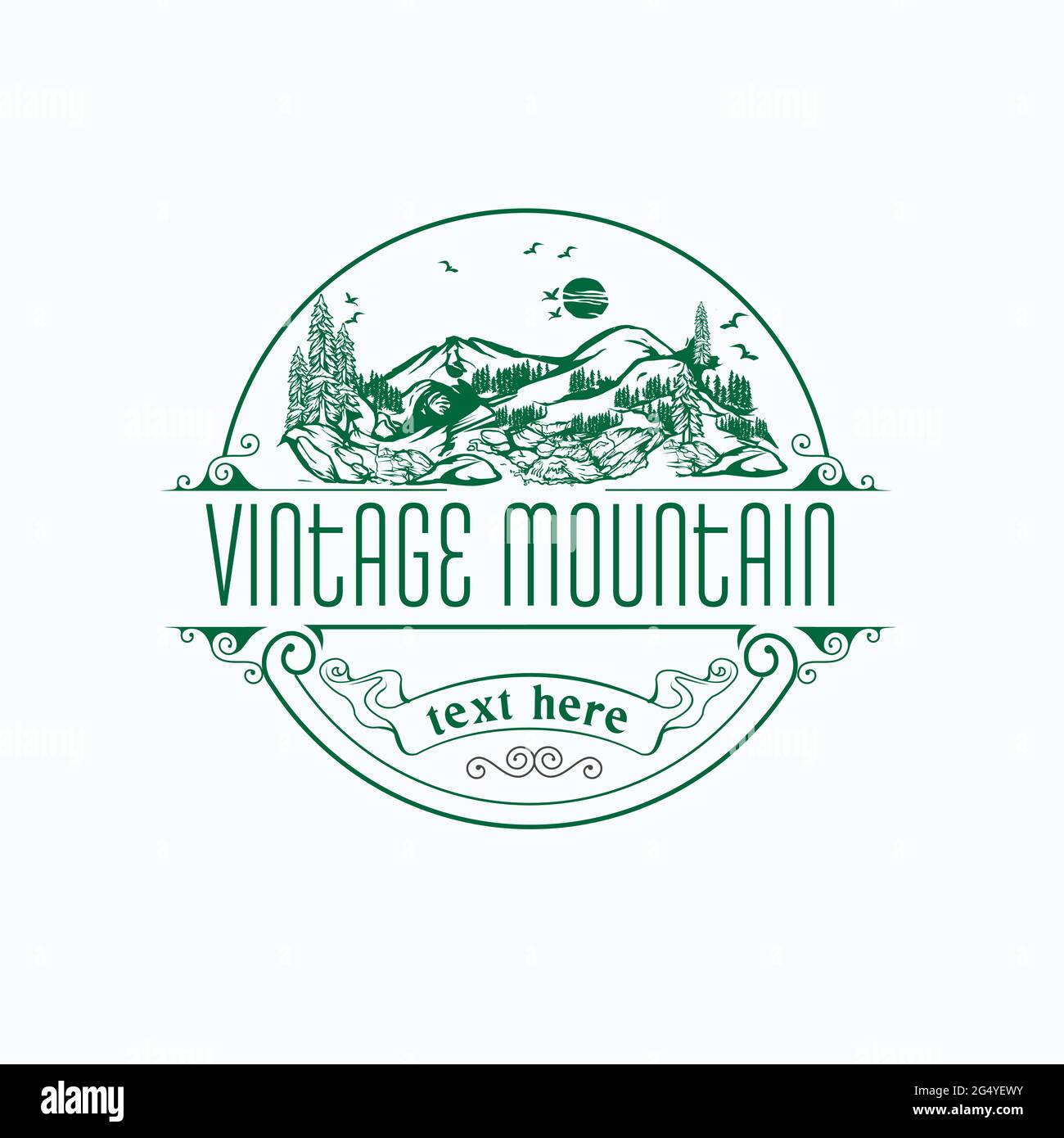 ispirazione dal design esclusivo con logo vintage mountain Illustrazione Vettoriale