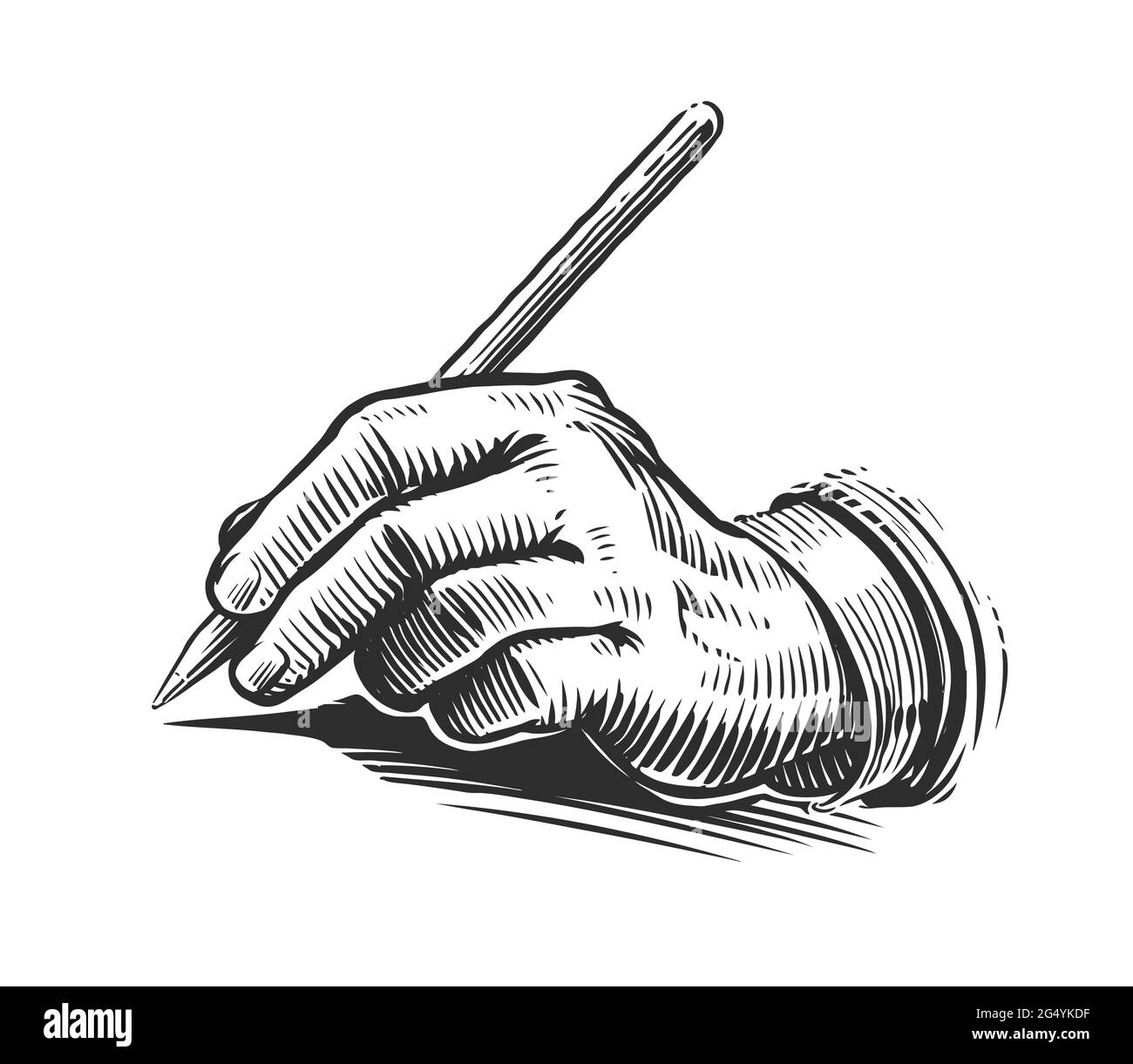 Scrittura a mano. Illustrazione disegnata in stile d'incisione vintage Illustrazione Vettoriale