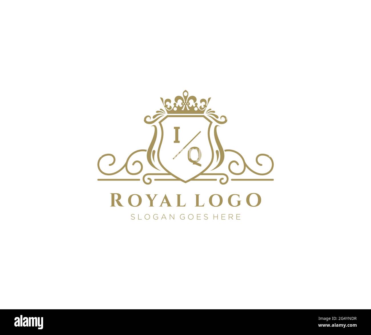 IQ Letter - modello con logo del marchio di lusso, per ristorante, Royalty, boutique, caffè, Hotel, Araldico, Gioielli, Moda e altre illustrazioni vettoriali. Illustrazione Vettoriale