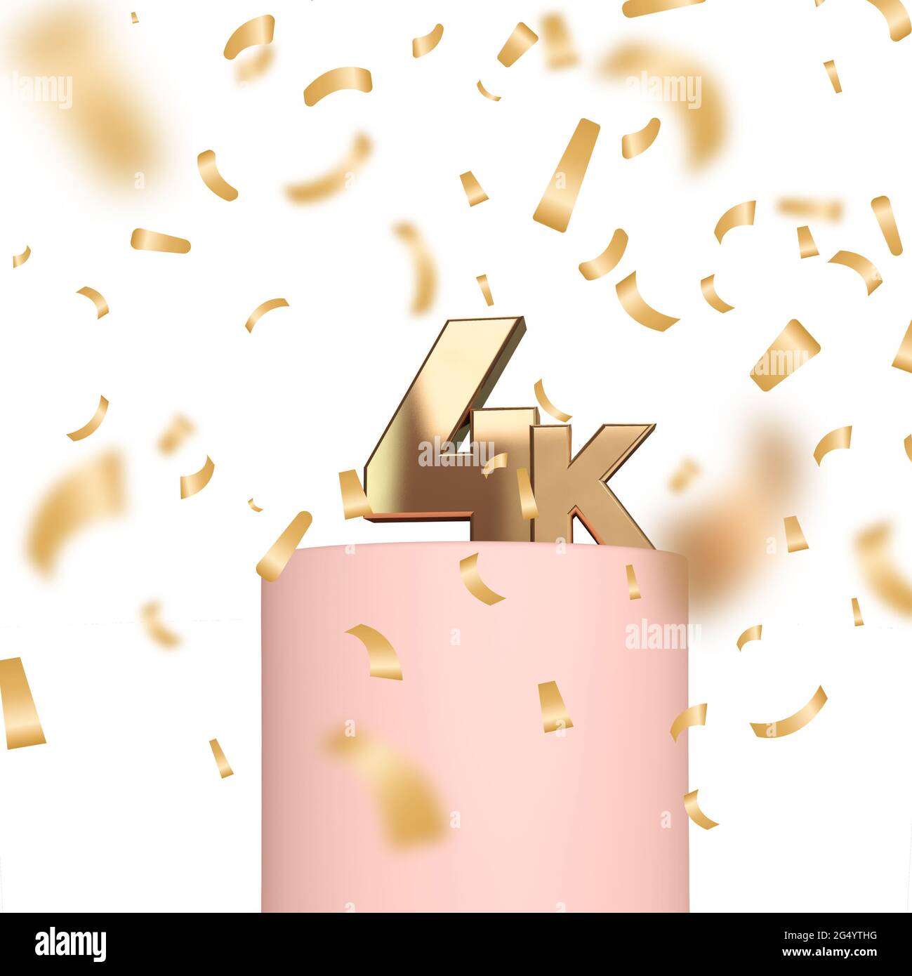 i follower dei social media 4k o gli abbonati festeggiano il background. Rendering 3D Foto Stock