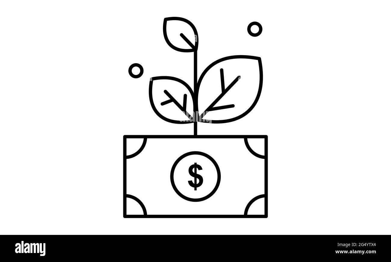 Icona di Money Plant finanza e immagine vettoriale di business Illustrazione Vettoriale