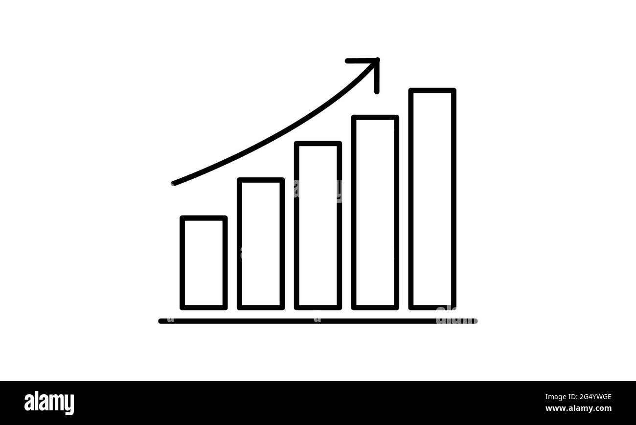 L'icona del grafico in crescita indica l'avanzamento dell'immagine vettoriale piatta Illustrazione Vettoriale