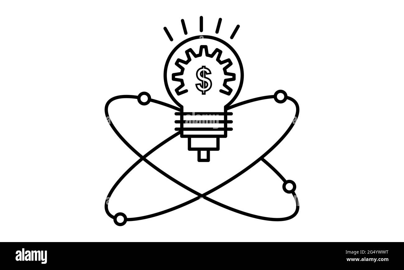 Lampadina della luce con il simbolo del dollaro la concezione di business. Idea di denaro icona. Icona del dollaro. I soldi che fanno le idee Illustrazione Vettoriale