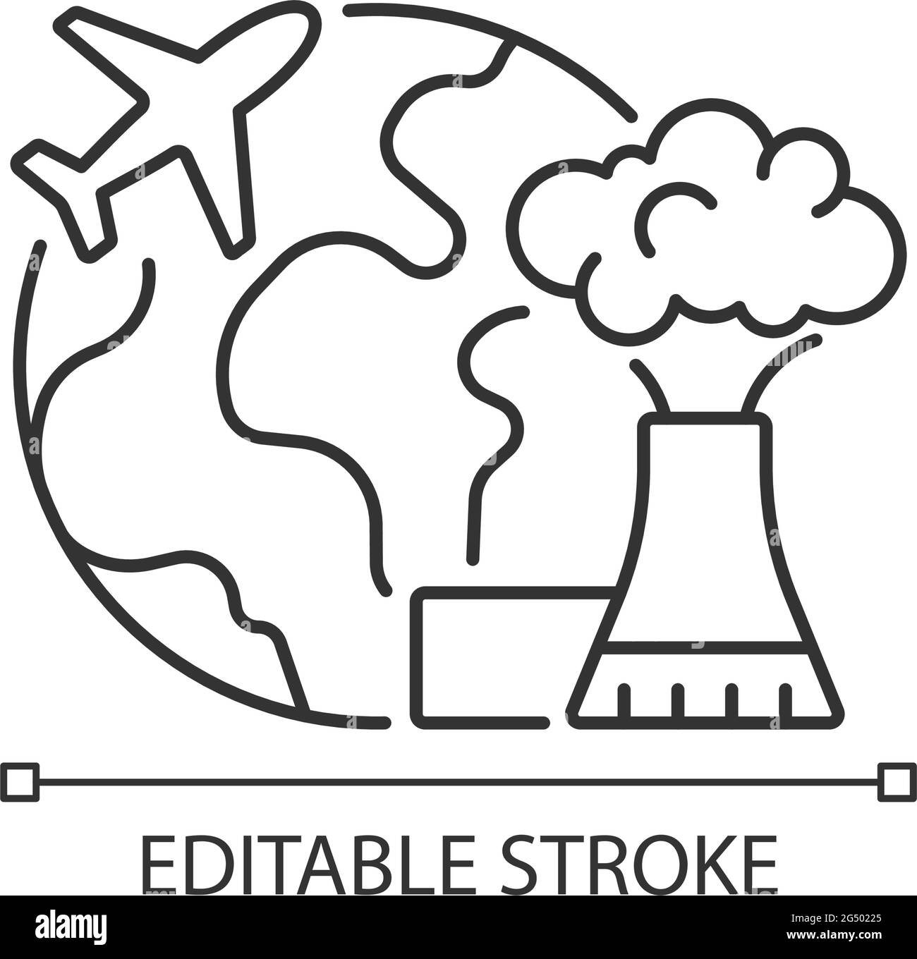 Icona lineare del turismo atomico Illustrazione Vettoriale