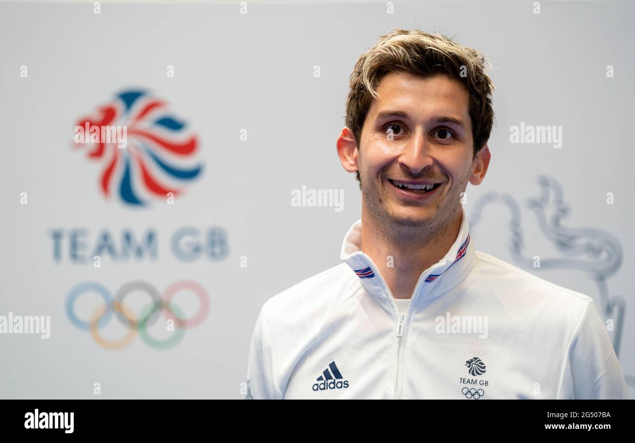 James Cooke durante la sessione di kitting out per le Olimpiadi di Tokyo 2020 al Birmingham NEC, Regno Unito. Data immagine: Lunedì 21 giugno 2021. Foto Stock
