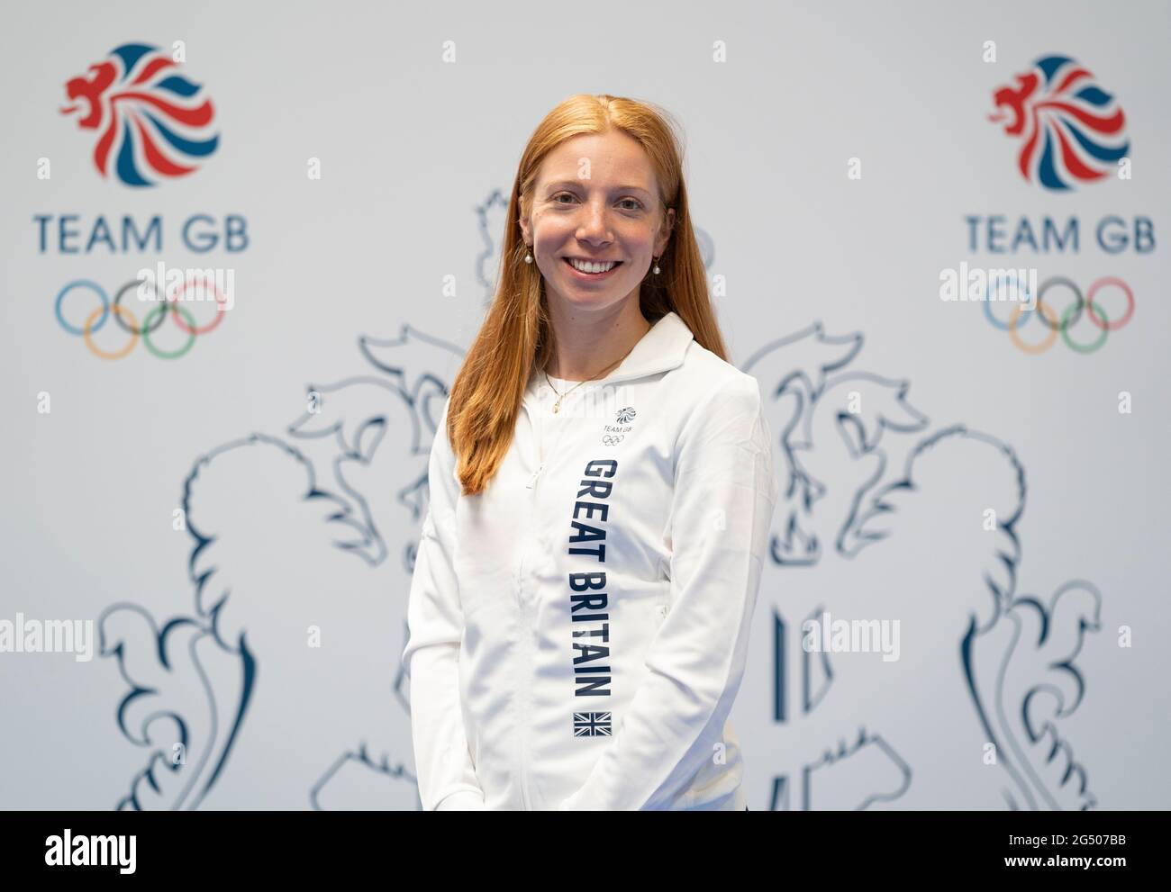 Francesca Summers durante la sessione di kitting out per le Olimpiadi di Tokyo 2020 al Birmingham NEC, UK. Data immagine: Lunedì 21 giugno 2021. Foto Stock