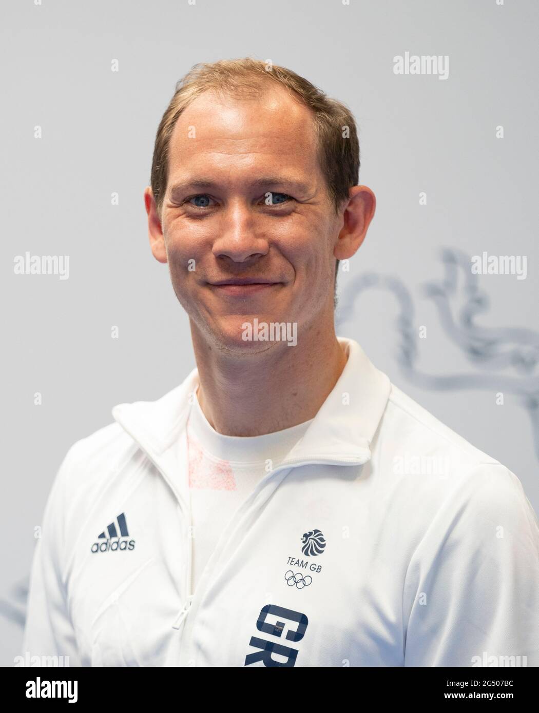 Thomas toolis durante la sessione di kitting out per le Olimpiadi di Tokyo 2020 al Birmingham NEC, Regno Unito. Data immagine: Lunedì 21 giugno 2021. Foto Stock