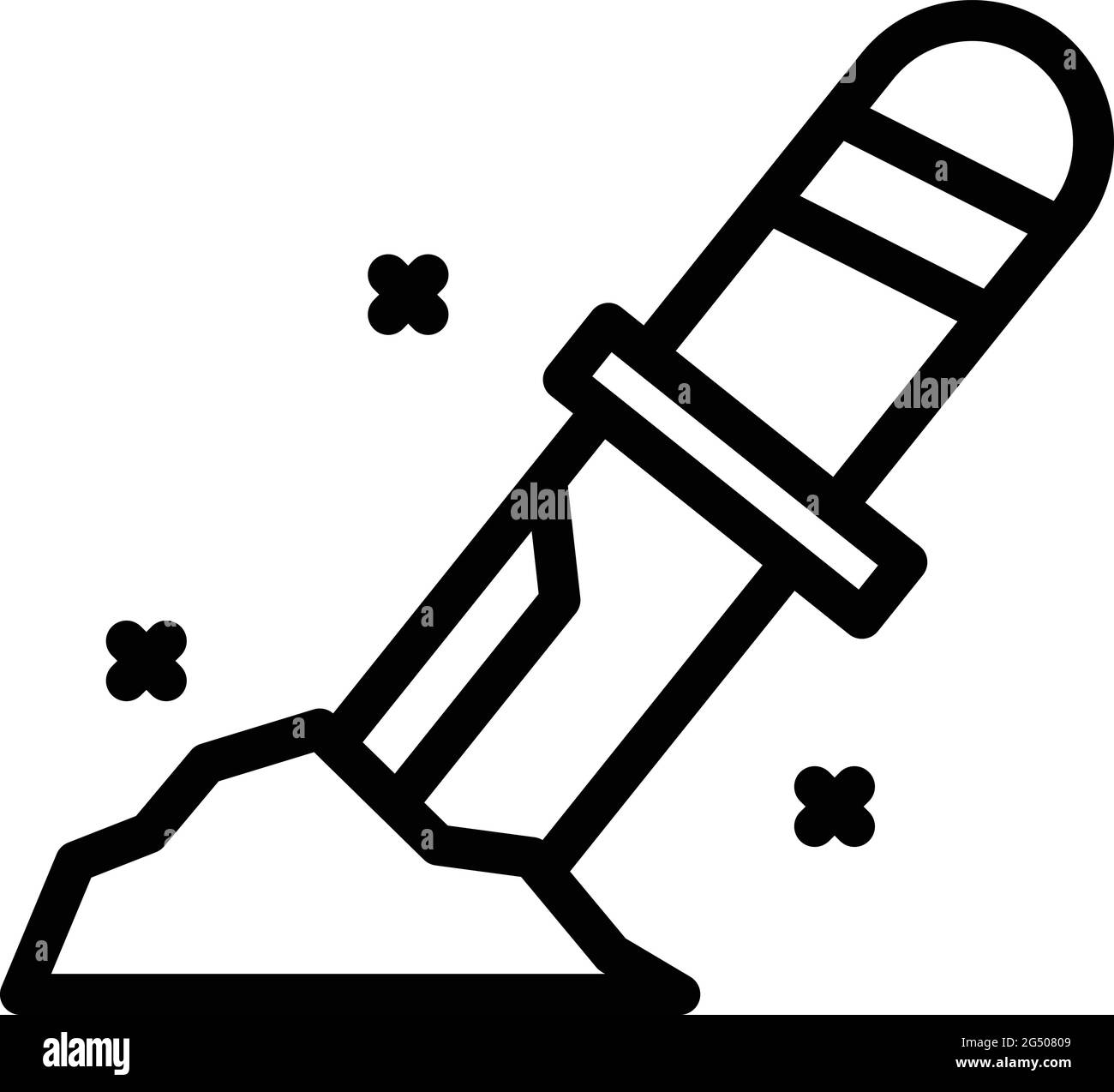 Icona coltello spedizione. Contorno icona vettore coltello spedizione per web design isolato su sfondo bianco Illustrazione Vettoriale