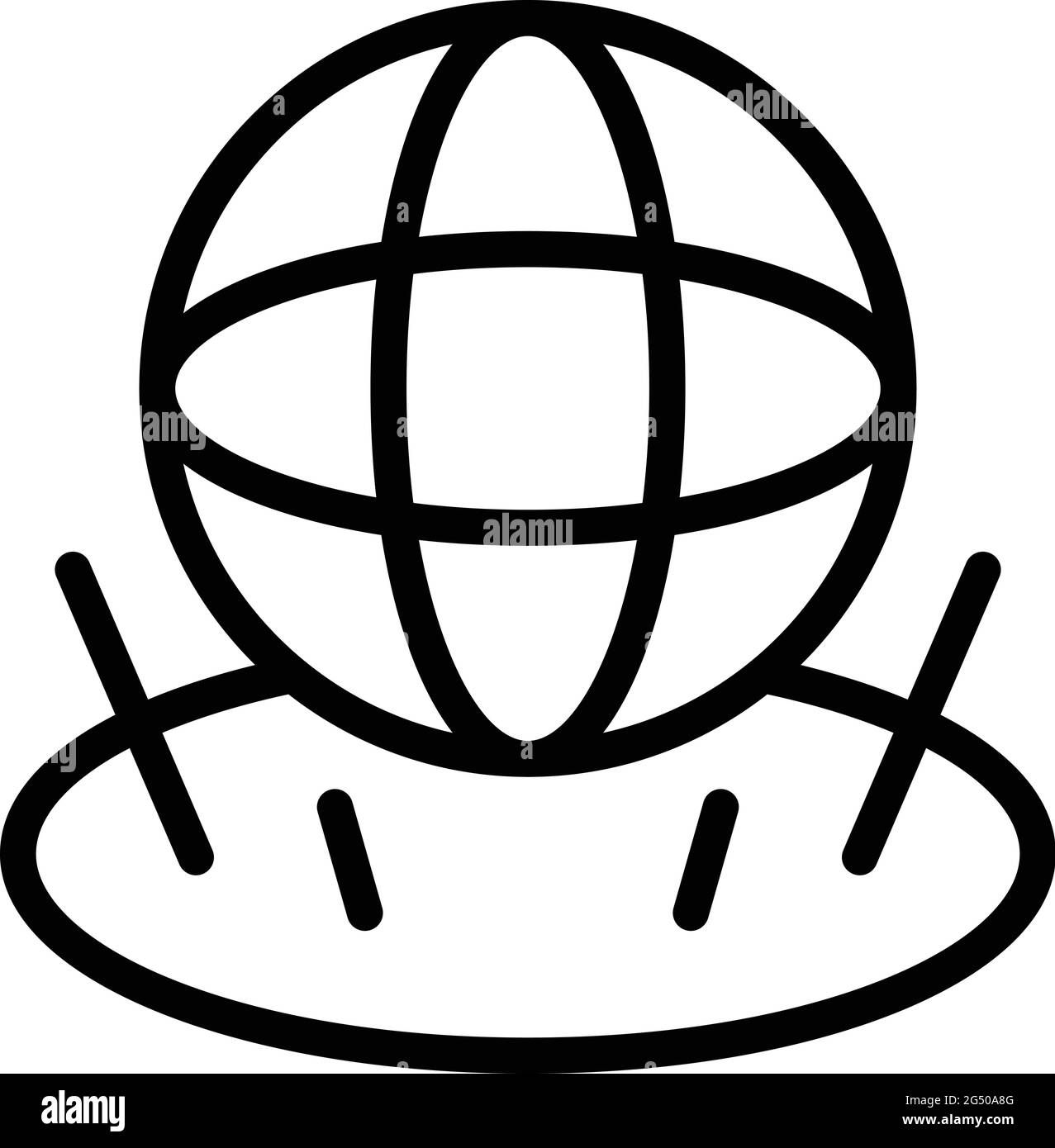 Icona proiezione ologramma globo. Contorno icona vettore di proiezione ologramma globo per il web design isolato su sfondo bianco Illustrazione Vettoriale