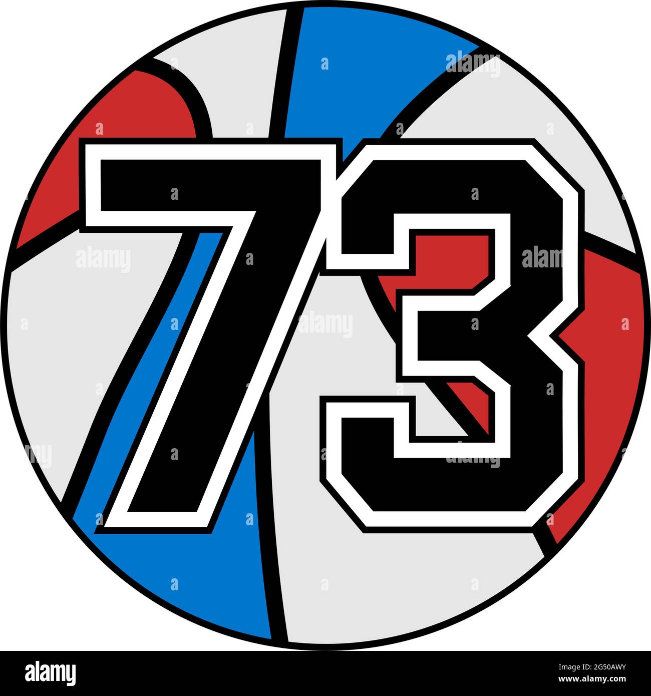 palla di simbolo di basket con numero 73 Illustrazione Vettoriale