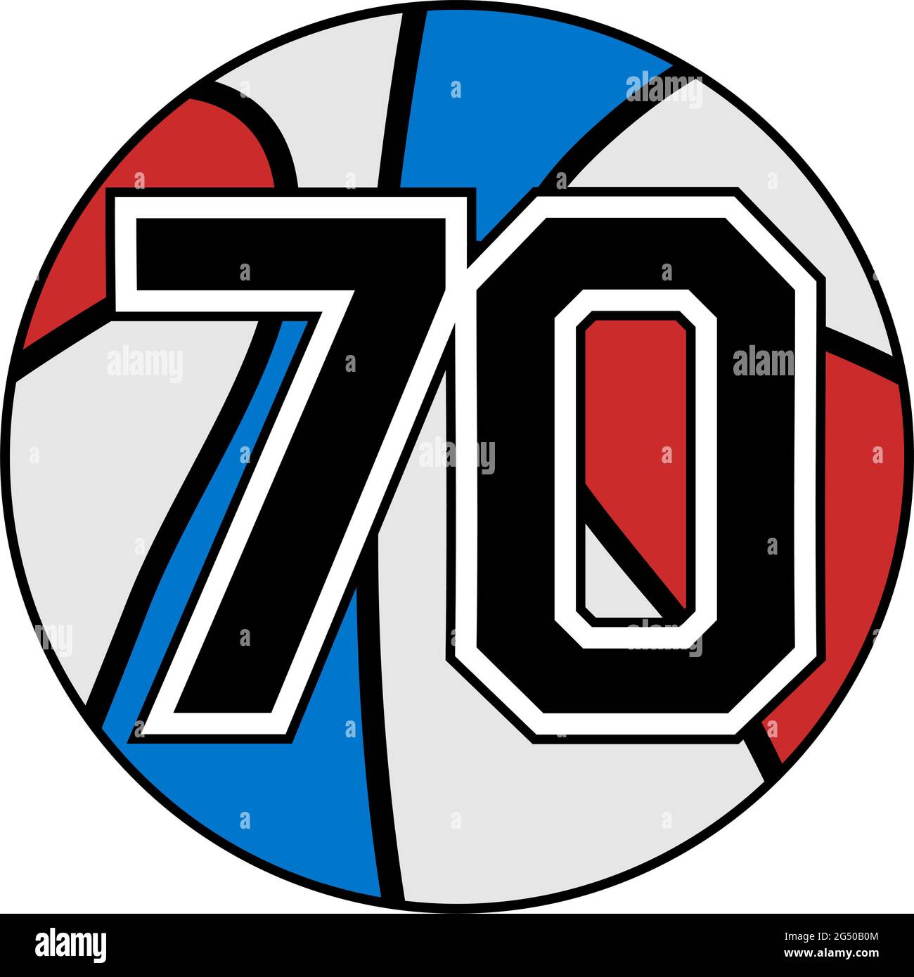 palla di simbolo di basket con numero 70 Illustrazione Vettoriale