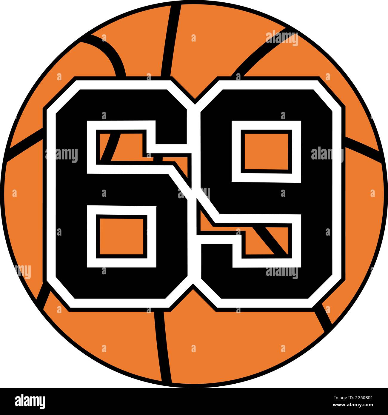 palla di simbolo di basket con numero 68 Illustrazione Vettoriale
