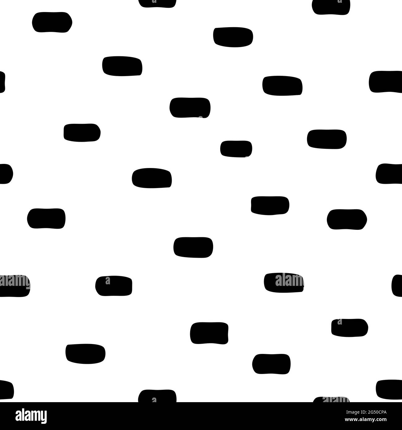 Motivo astratto senza cuciture con macchie nere e macchie su sfondo bianco. Sfondo geometrico. Illustrazione vettoriale. Mosaico con mattoni in shabby. Illustrazione Vettoriale