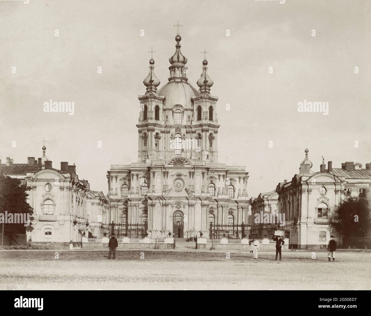 19 ° secolo vintage foto della Risurrezione di Cristo Smolny Cattedrale. San Pietroburgo, Impero russo. 1748-1835 Barocco Foto Stock