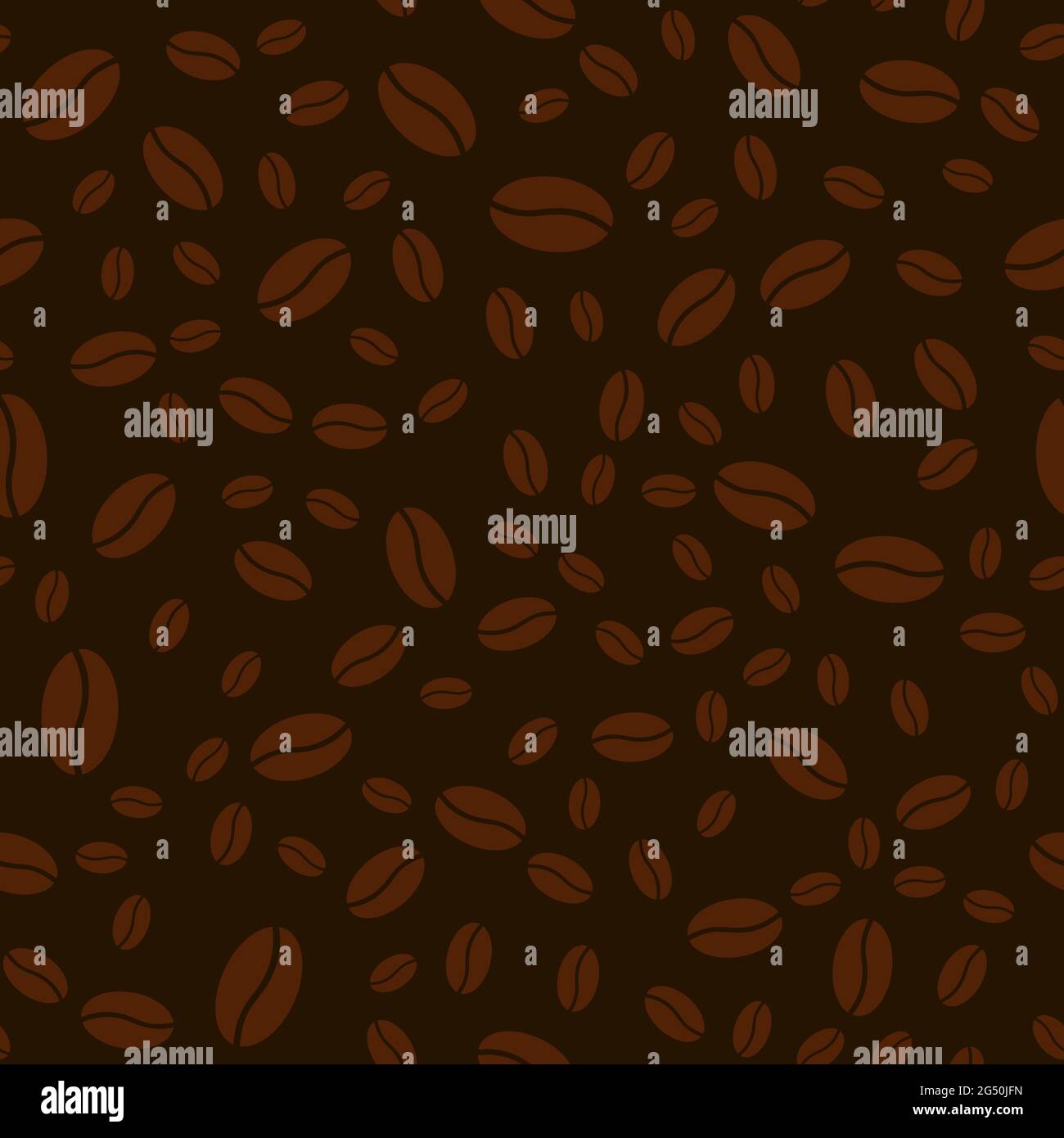 Chicchi di caffè senza cuciture. Chicchi di caffè ripetuti di colore marrone scuro per carta artigianale, menu caffè, stampa, carta da imballaggio. Texture vettoriale senza giunture. Illustrazione Vettoriale