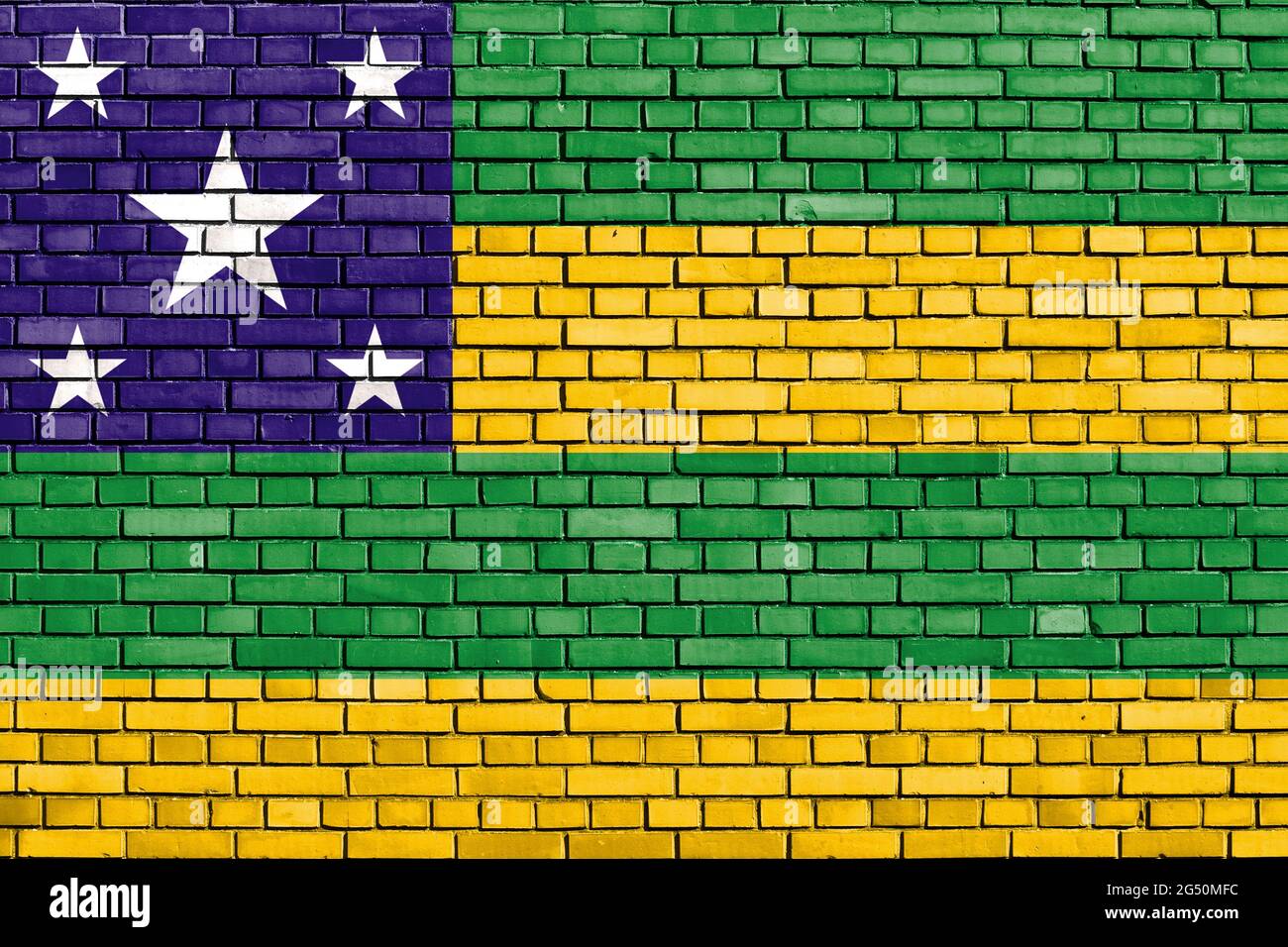 Bandiera di Stato di Sergipe, Brasile dipinto su muro di mattoni Foto Stock
