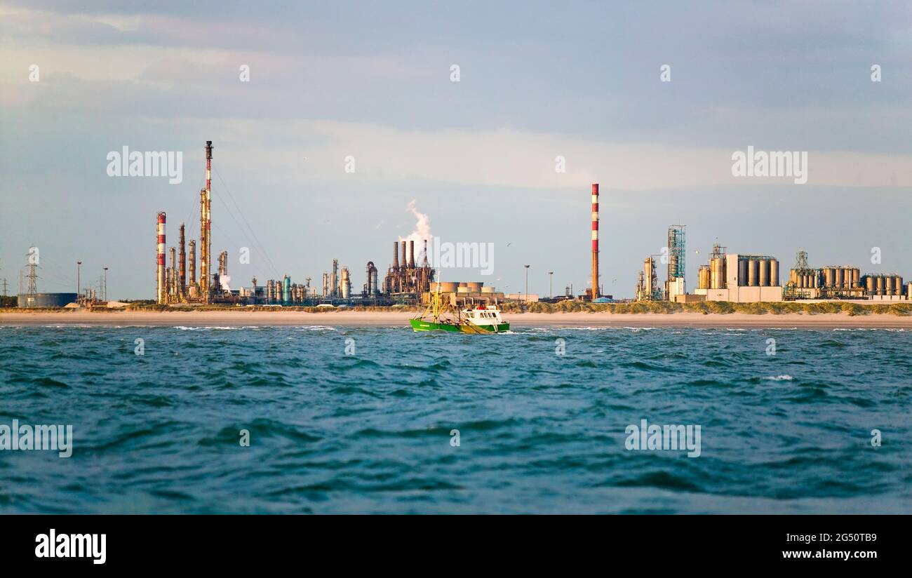 Raffineria di petrolio a Dunkerque, Francia Foto Stock