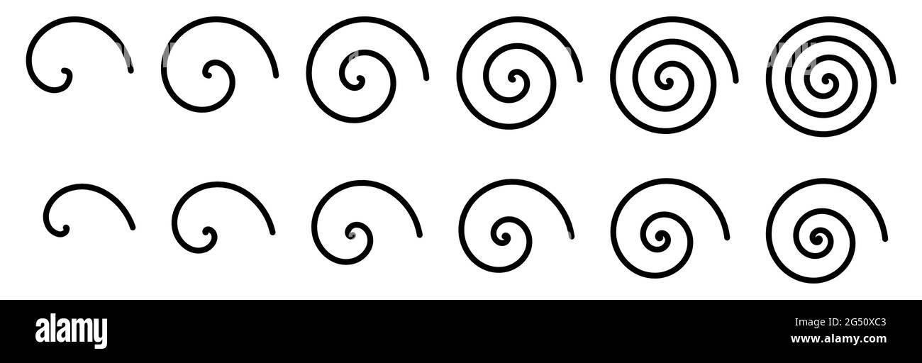 Come parte del logo possono essere utilizzate semplici icone o segni a spirale, diverse versioni Illustrazione Vettoriale