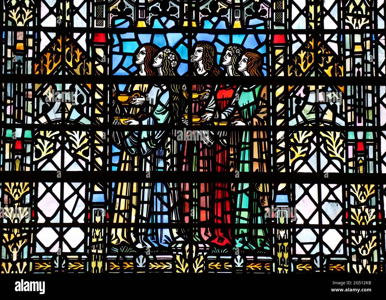 Particolare della finestra in vetro colorato nella Cattedrale di Liverpool, Chiesa del Cristo risorto Foto Stock