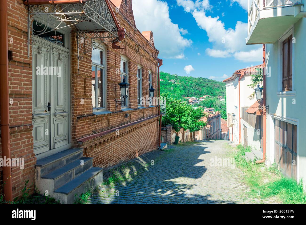 I vicoli della città vecchia. Vecchia Signakhi Kakheti, Georgia. Foto Stock