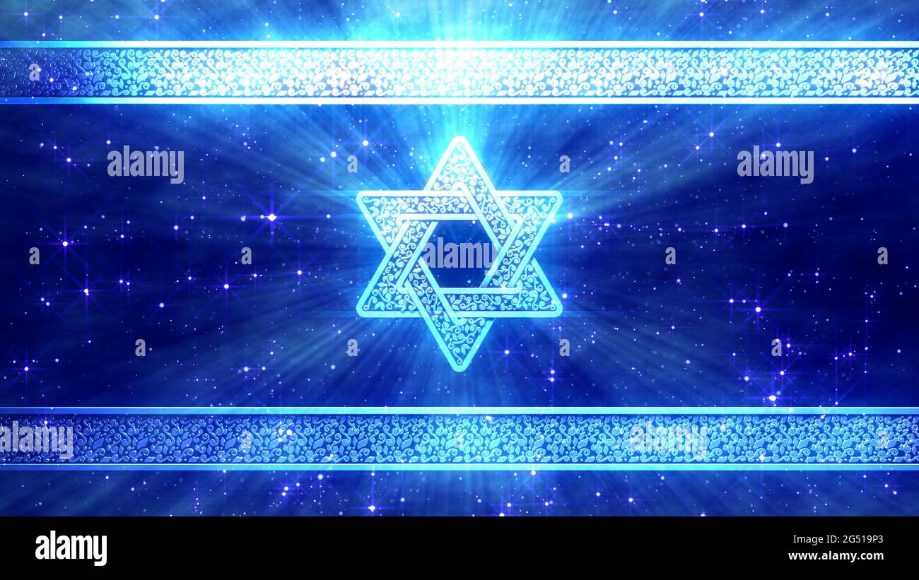 Bella bandiera di Israele con David STAR - rendering digitale astratto 3D Foto Stock
