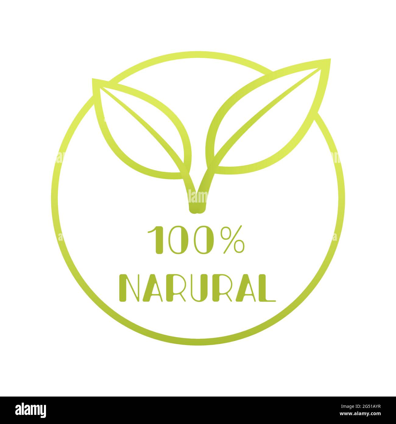 Icona foglia naturale. 100% naturale. Logo o etichetta del prodotto eco Nature Green Icon. Illustrazione vettoriale. Illustrazione Vettoriale