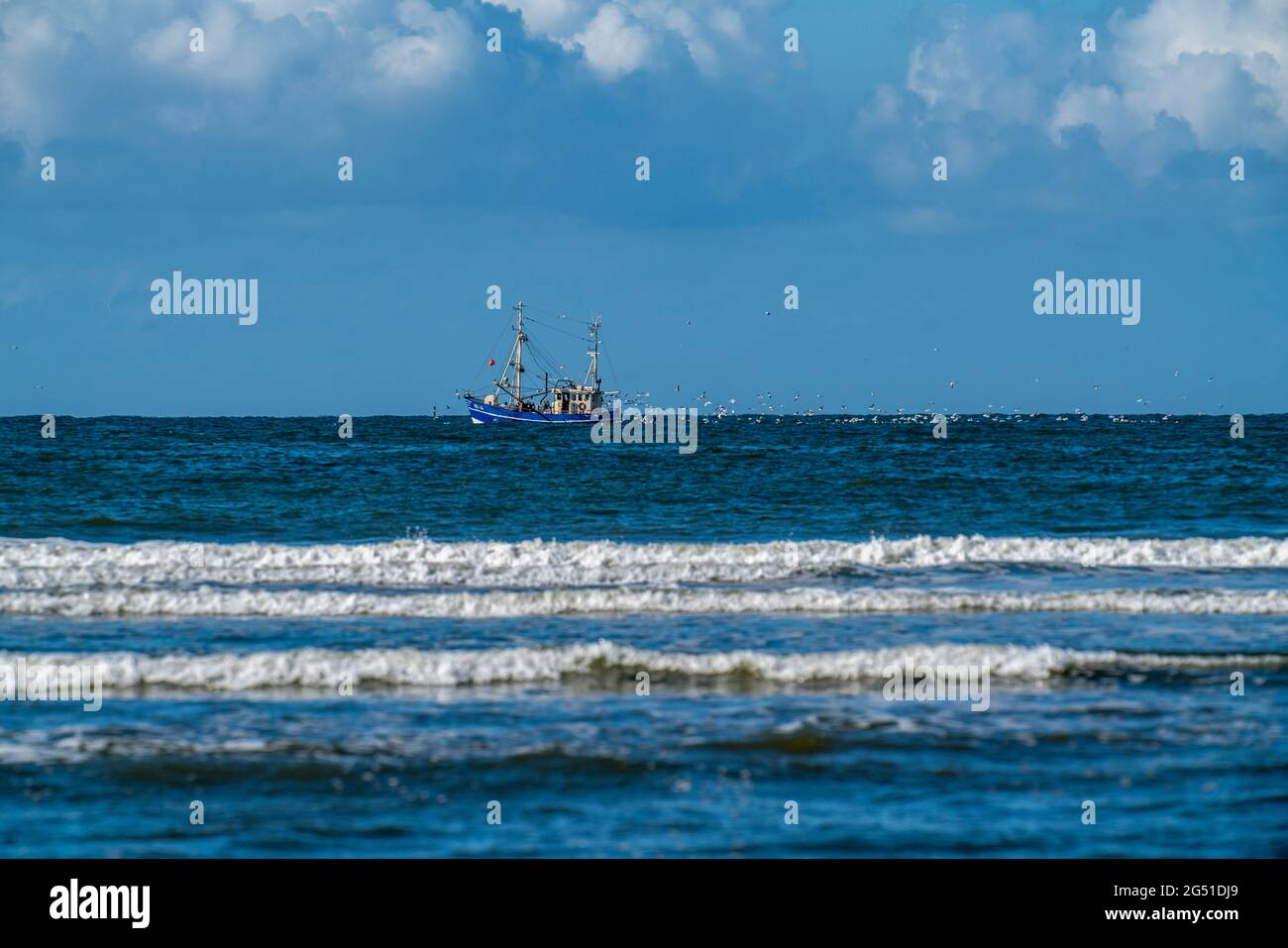 Isola del Mare del Nord Langeoog, pesca al largo dell'isola, bassa Sassonia, Germania, Foto Stock