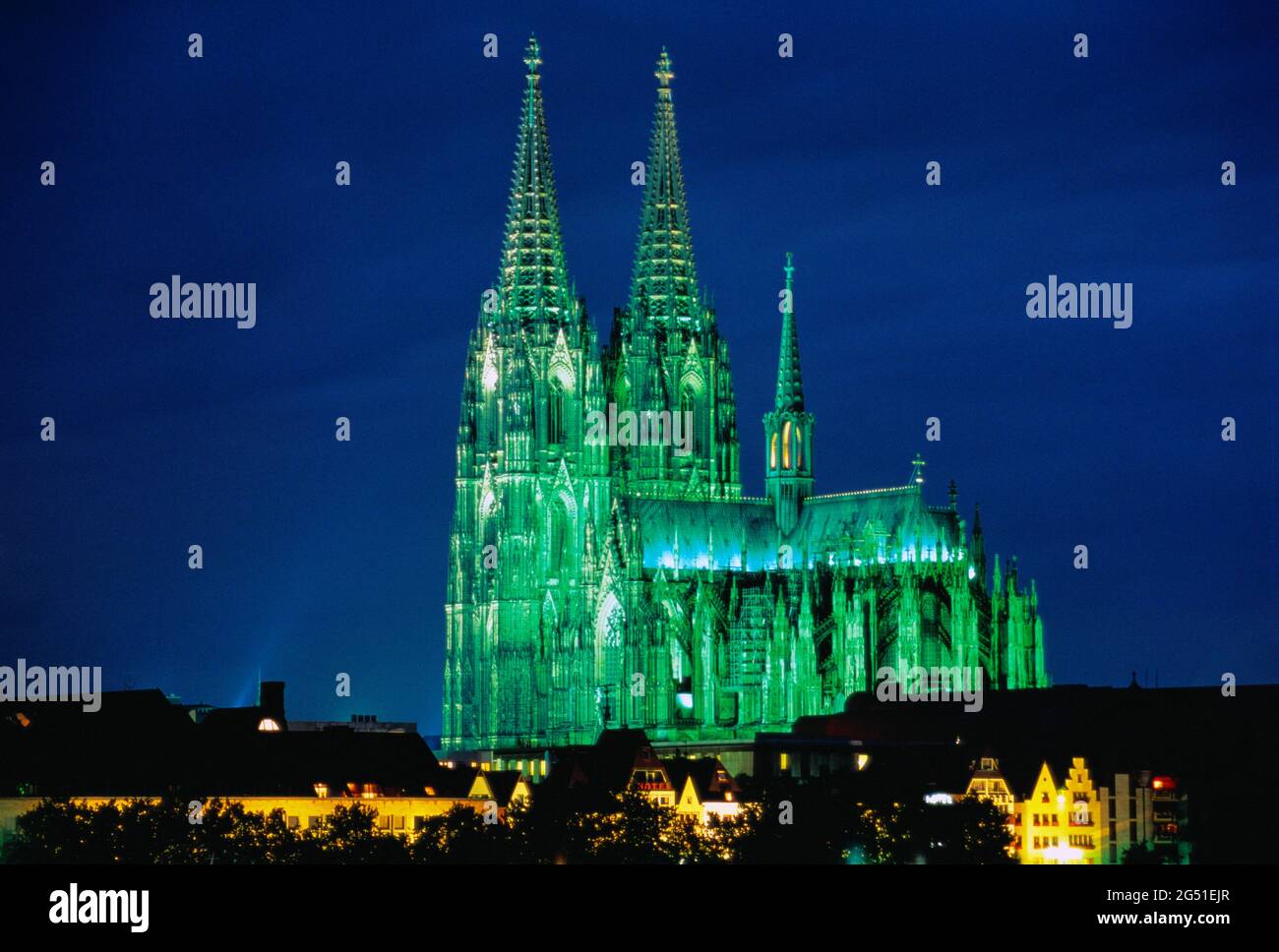 Cattedrale di Colonia di notte, Colonia, Nord Reno-Wetphalia Germania Foto Stock
