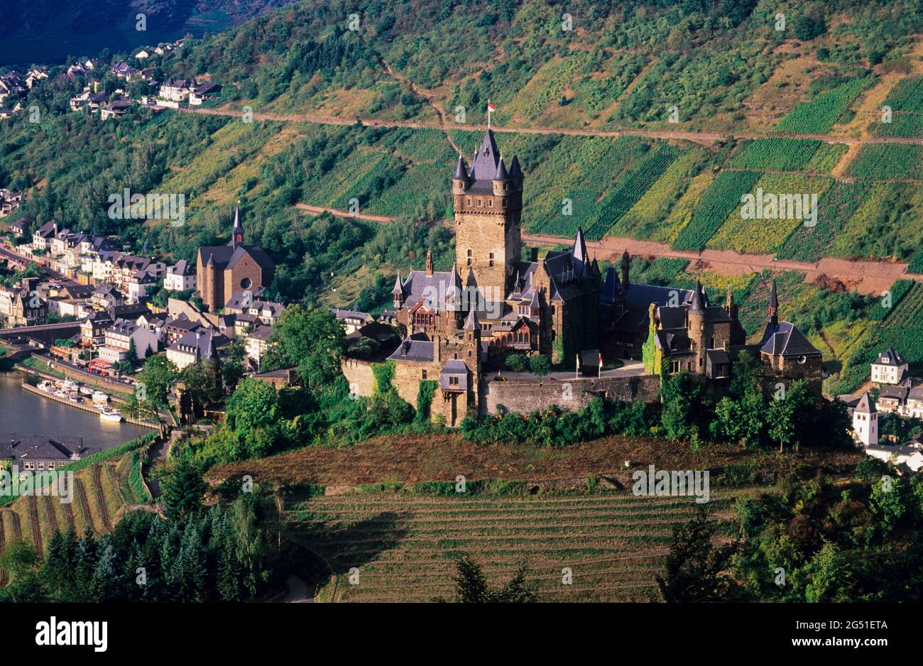 Castello di Cochem, Cochem, Renania-Palatinato, Germania Foto Stock