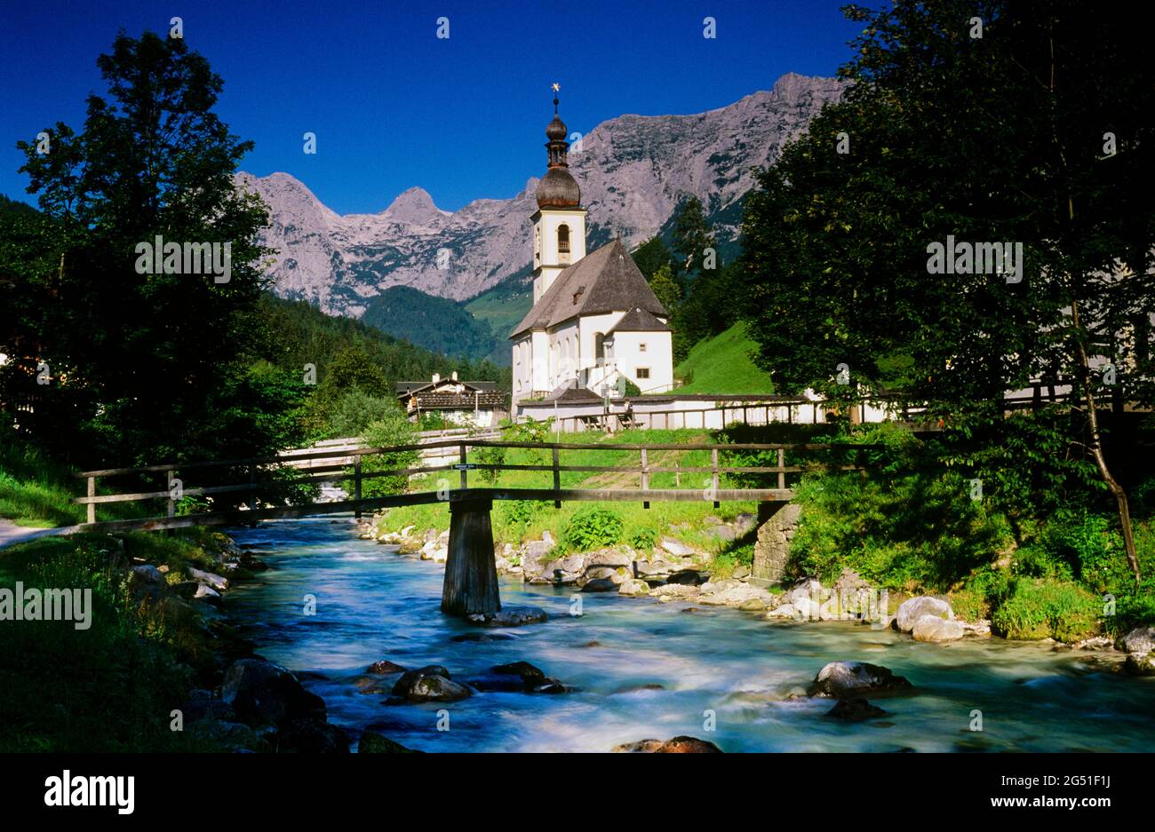 Chiesa parrocchiale di San Sebastiano, Ramsau, Baviera, Germania Foto Stock