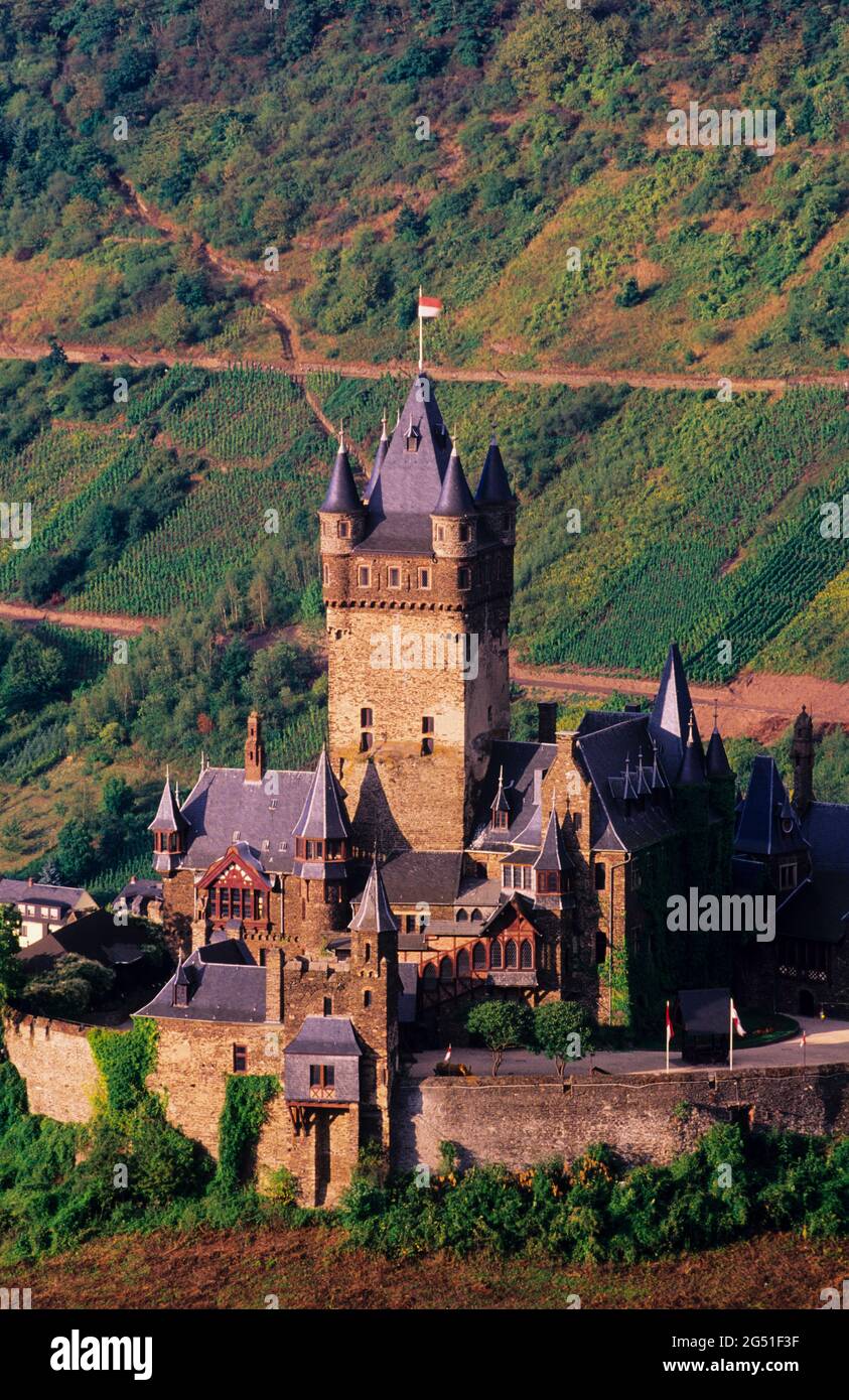 Castello di Cochem, Renania-Palatinato, Germania Foto Stock