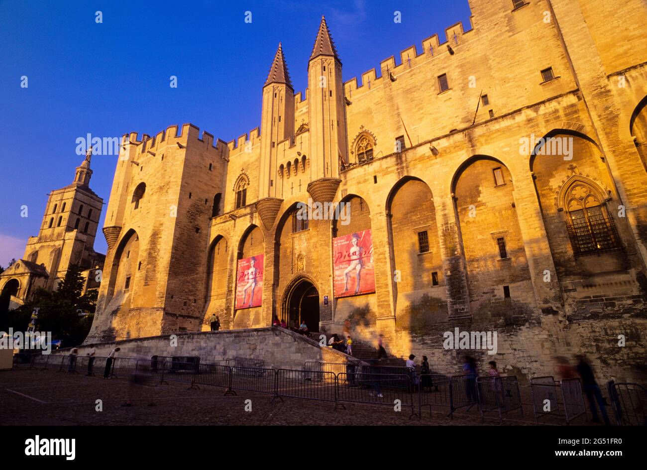 Vista del Palazzo dei Papi, Avignone, Francia Foto Stock