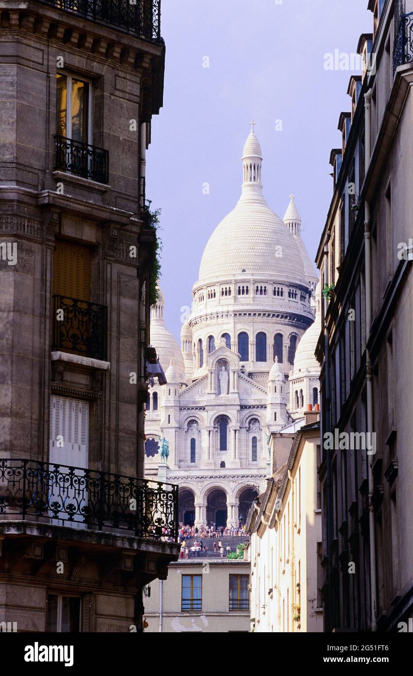 Vista della Basilica del Sacro cuore di Parigi, Parigi, Francia Foto Stock