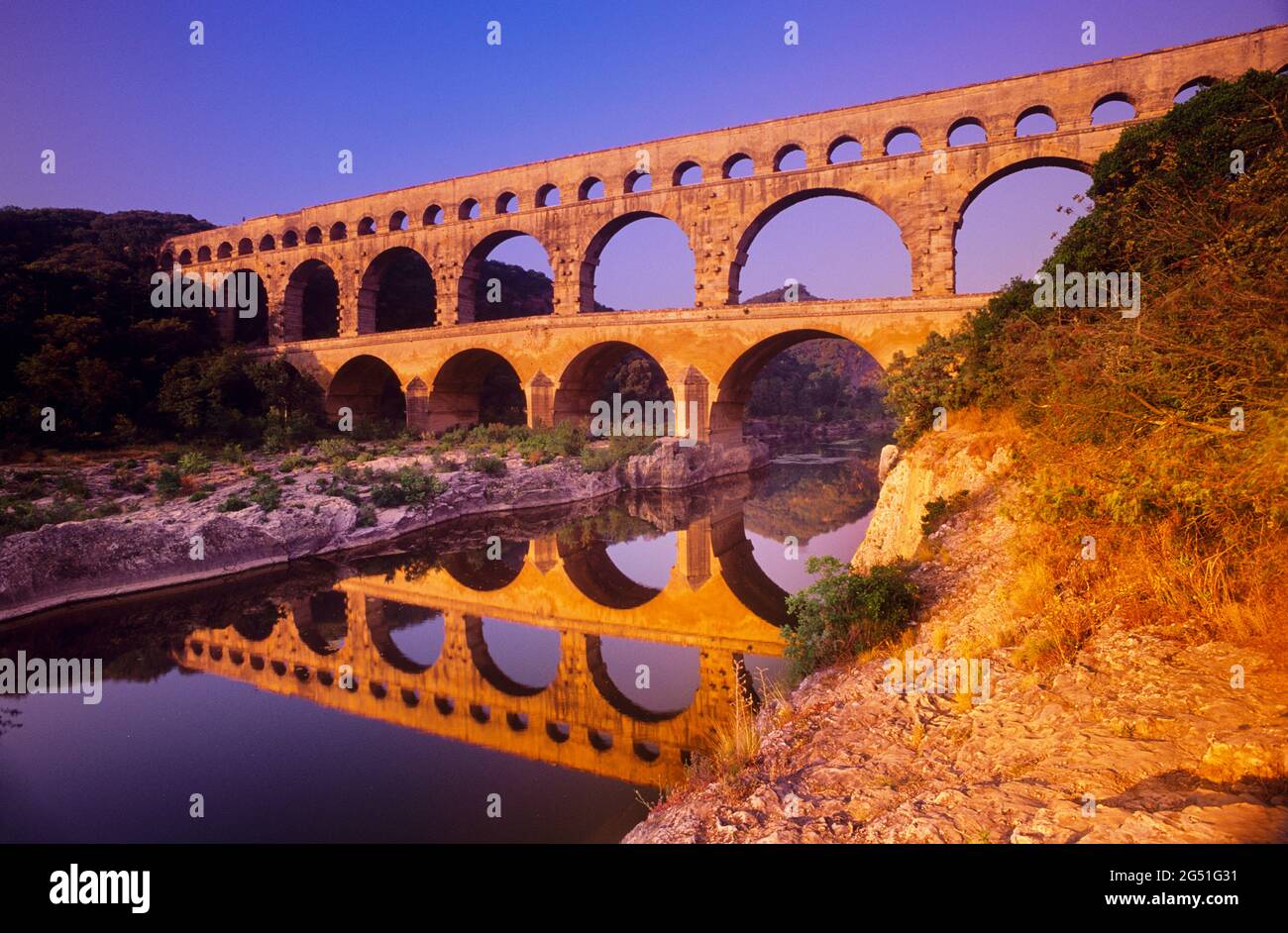 Acquedotto Pont du Gard, Nimes, Provenza, Francia Foto Stock