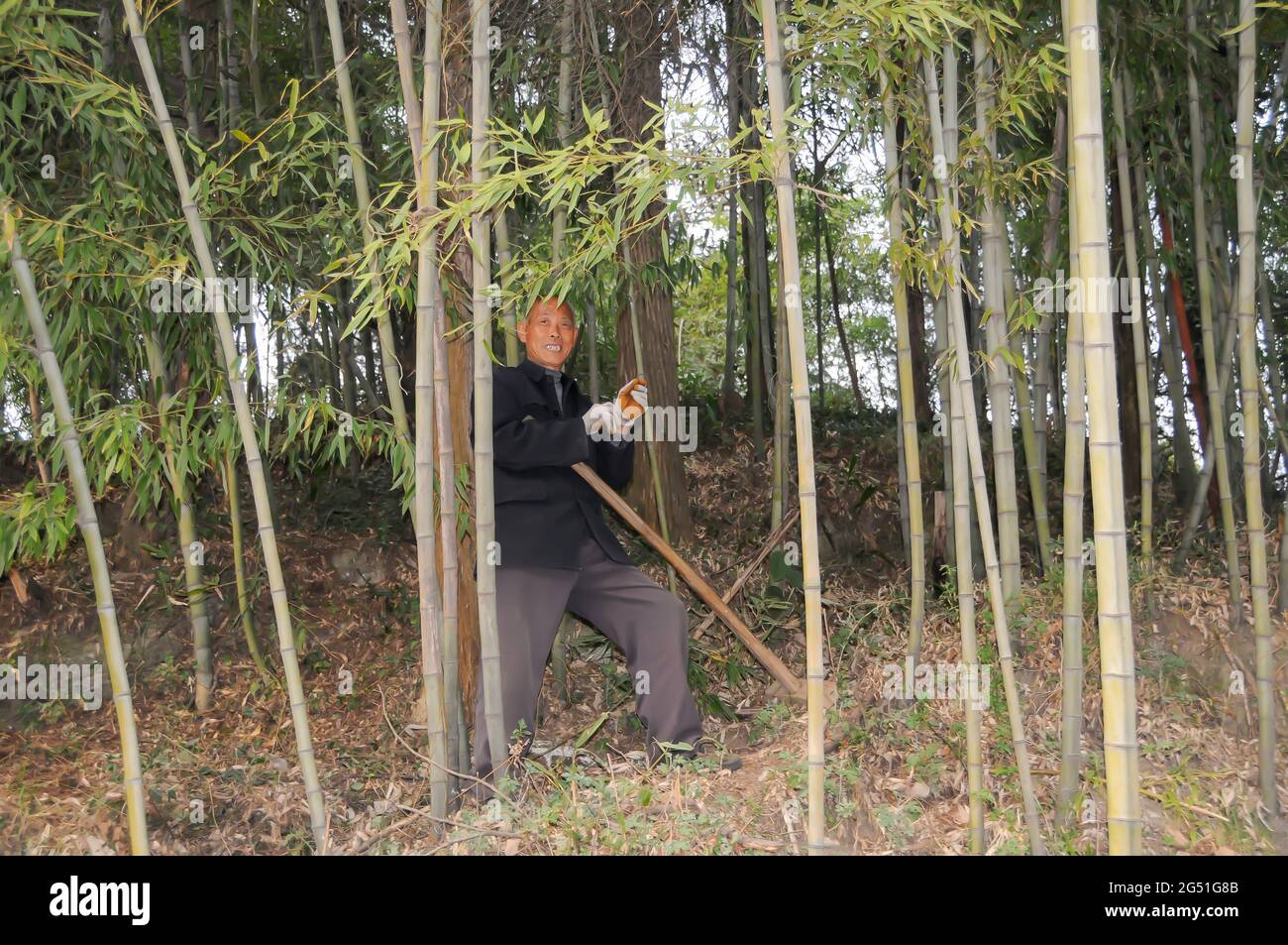 Groundskkeeper, montagna di Wudang, Cina Foto Stock