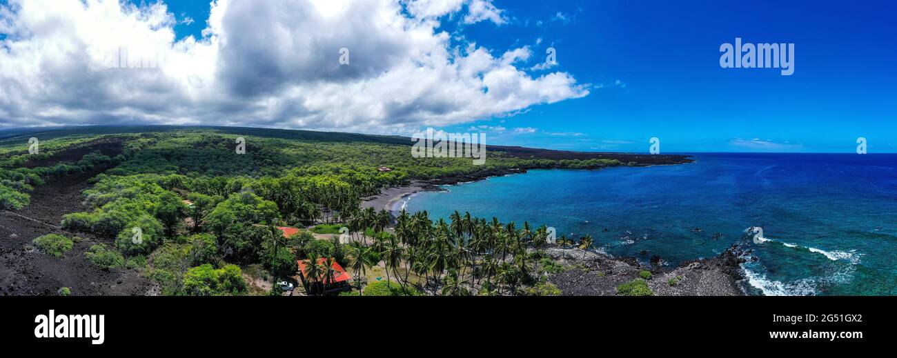 Vista panoramica di Honomalino Beach, Milolii, Hawaii, USA Foto Stock