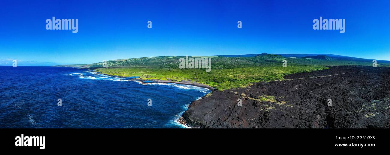 Vista panoramica di Seacoast, Kau, Hawaii, Stati Uniti Foto Stock