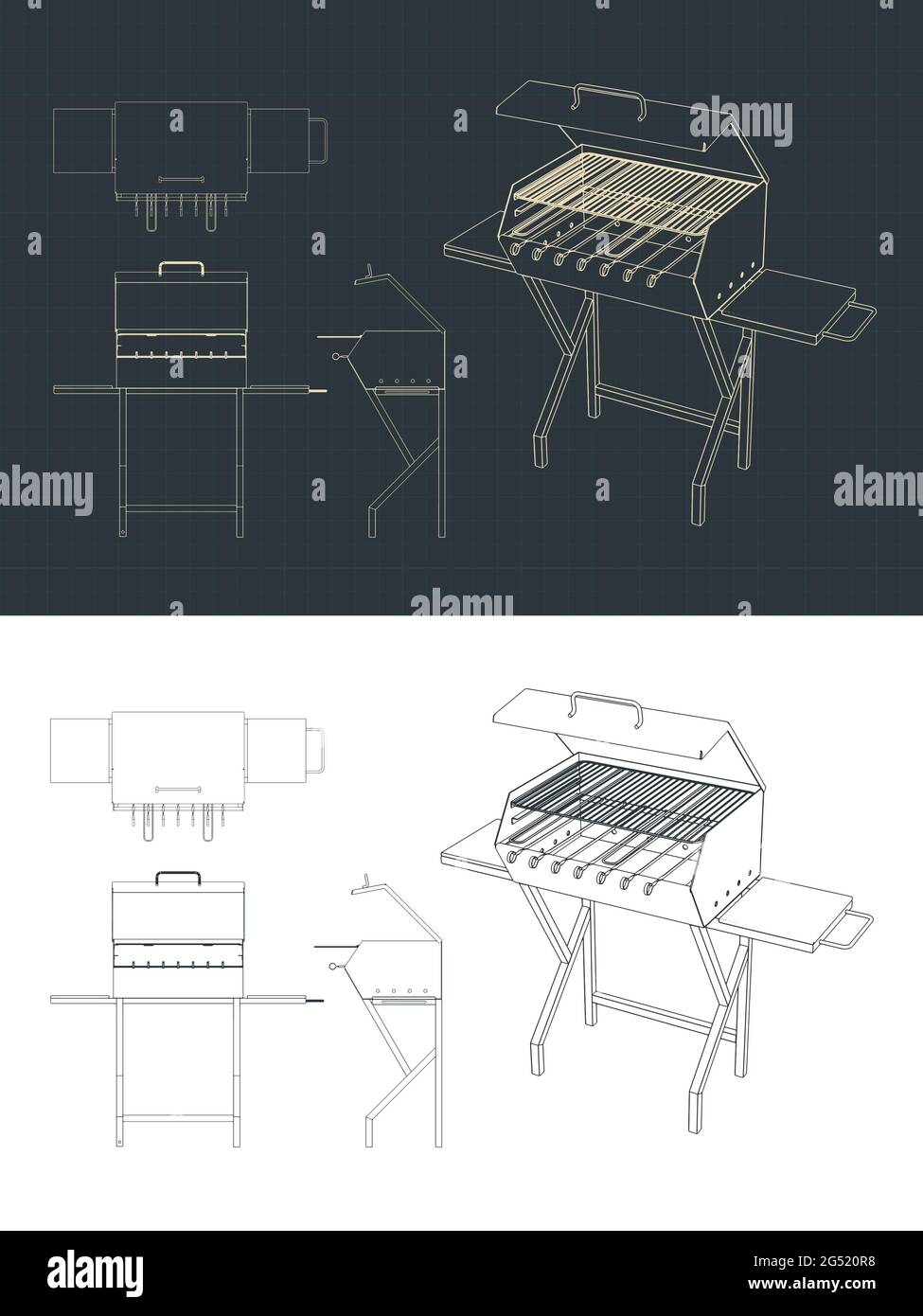 Illustrazione vettoriale stilizzata di disegni di griglia e barbecue  Immagine e Vettoriale - Alamy