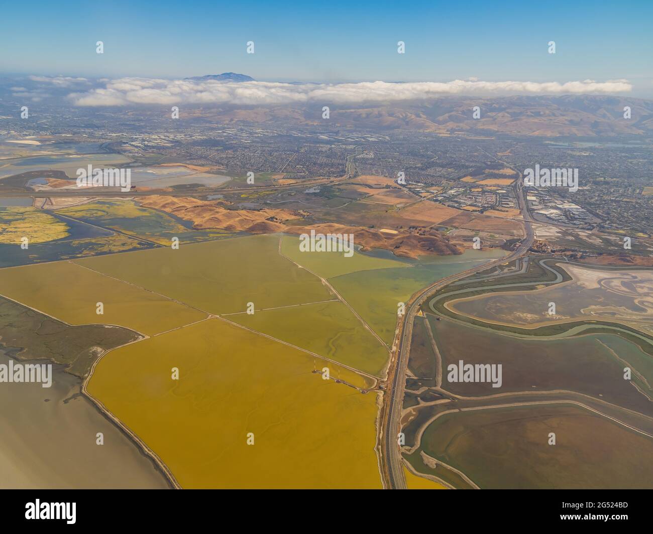 Vista aerea del Coyote Hills Regional Park in California Foto Stock