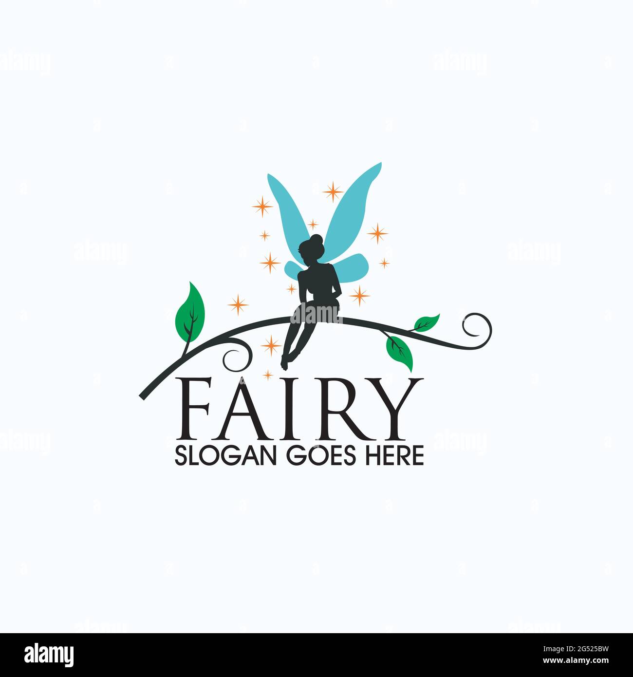 fairy butterfly girl logo esclusivo ispirazione di design Illustrazione Vettoriale