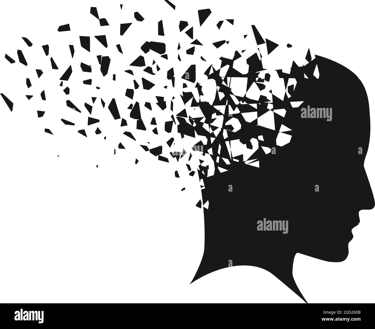 Concetto di stress e problemi alla mente. Stile di schizzo interrotto vettoriale Illustrazione Vettoriale