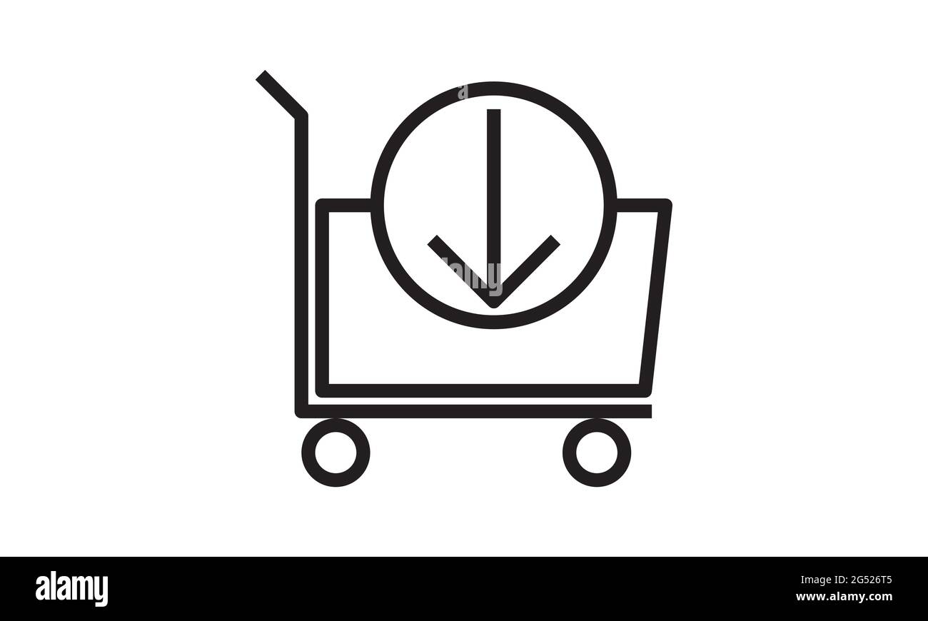 Icona del carrello, design piatto. Isolato su sfondo bianco Illustrazione Vettoriale