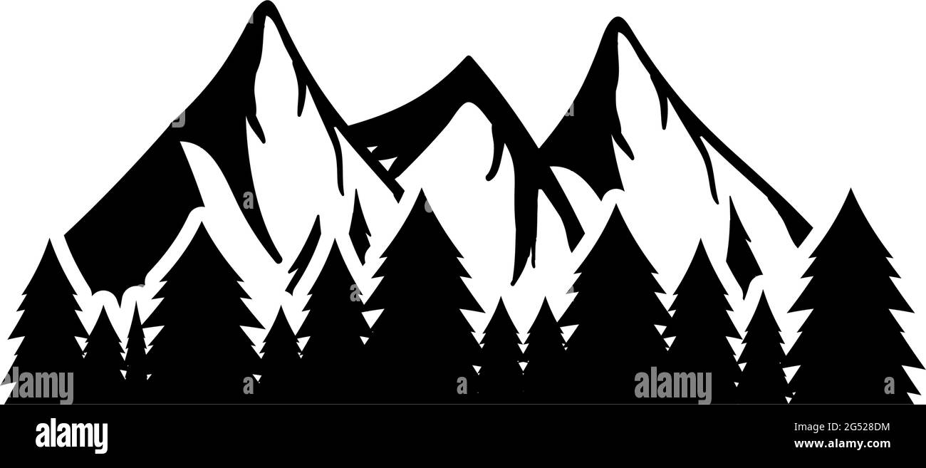 Icona della foresta di montagna modello di disegno vettore illustrazione isolata Illustrazione Vettoriale