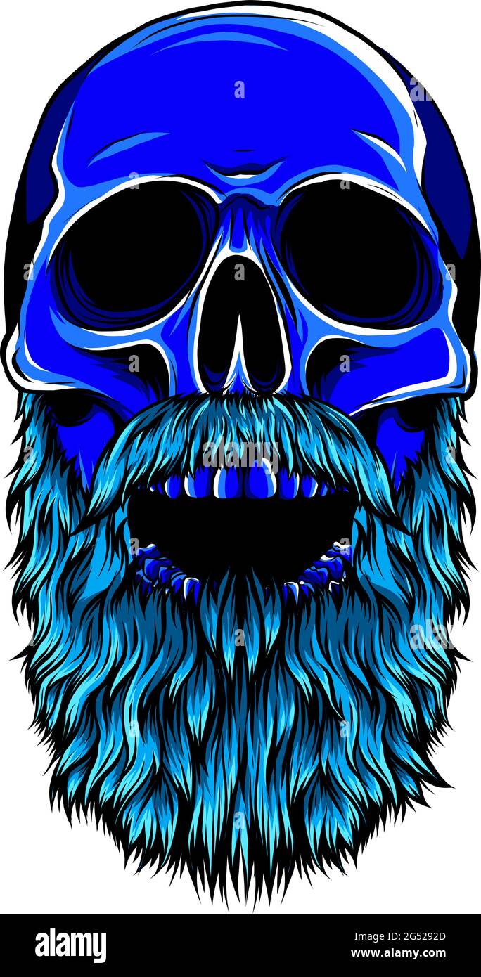 immagine del cranio dell'hipster con baffi e barba. Illustrazione Vettoriale