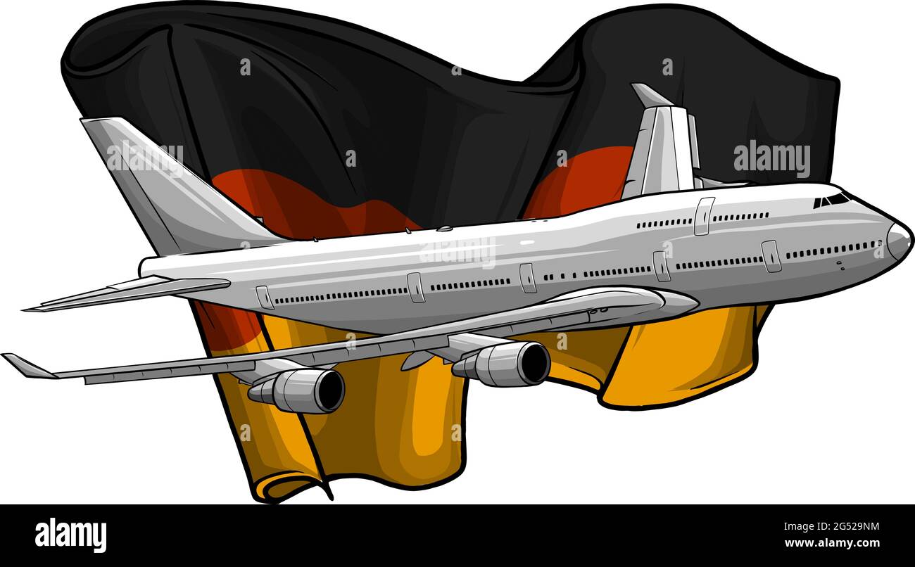 Illustrazione vettoriale di aeroplano con bandiera tedesca Illustrazione Vettoriale