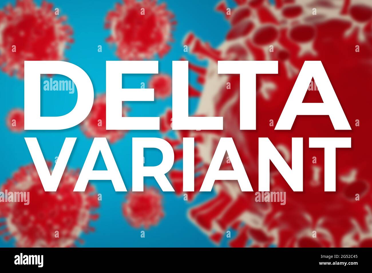 Delta ceppo coronavirus. Mutazione India covid-19. B.1.617.2 E484Q L452R. Illustrazione 3D Foto Stock