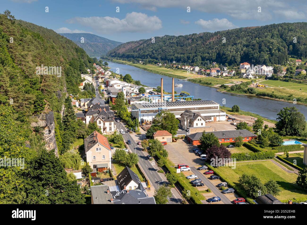 Bad Schandau mit Elbe Foto Stock