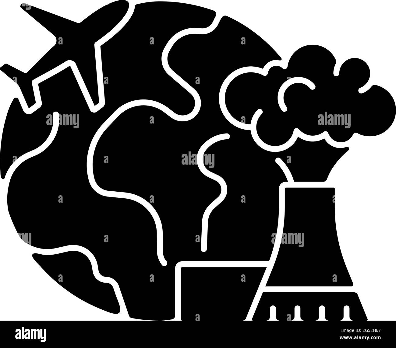 Icona glifo nero del turismo atomico Illustrazione Vettoriale