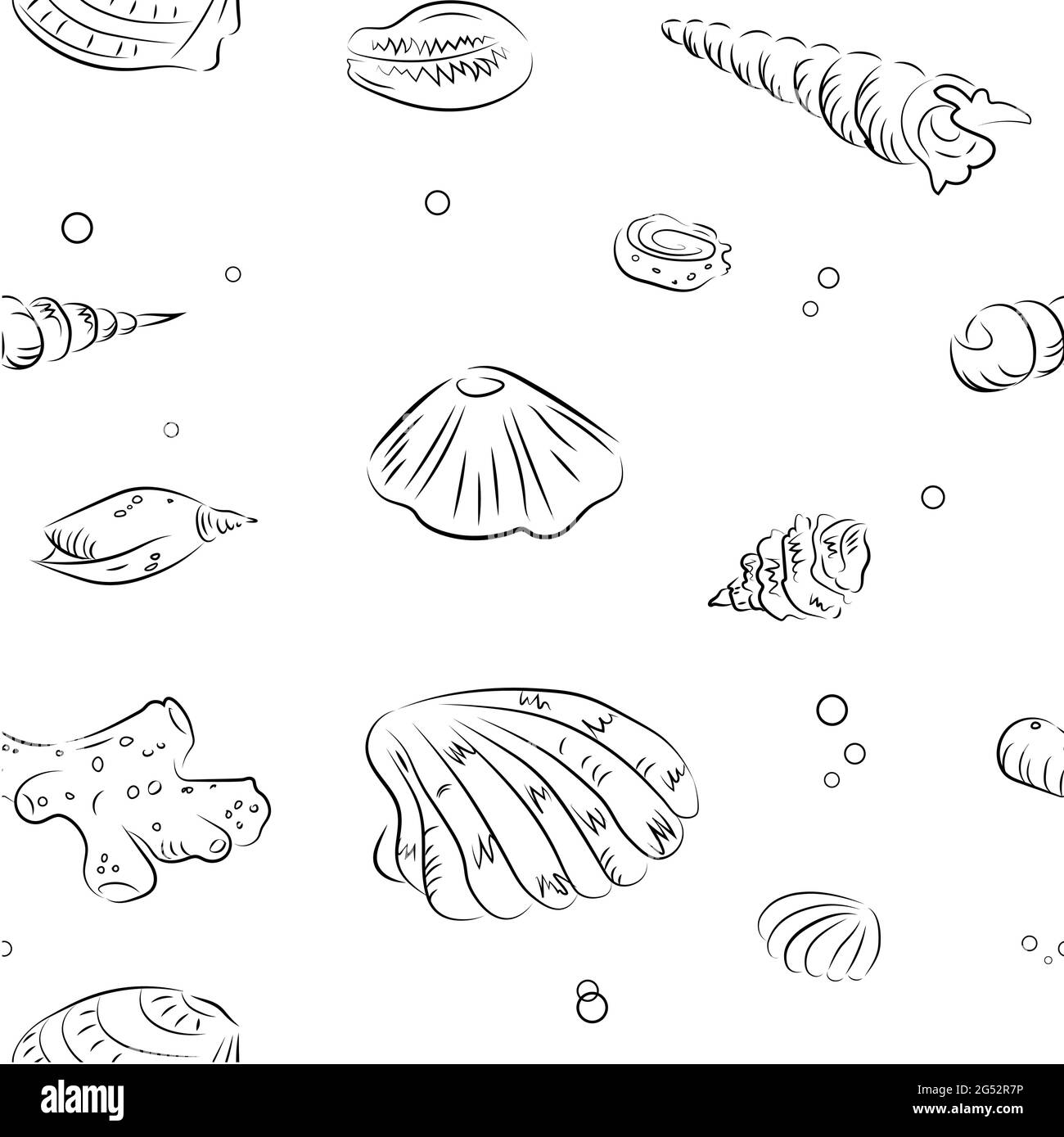 Campitura vettoriale senza giunture con shell e coralli Illustrazione Vettoriale