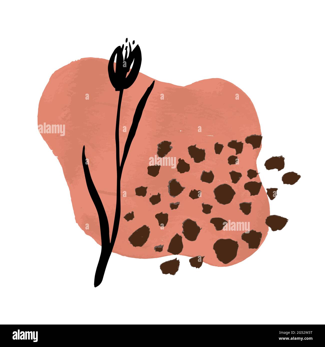 Tratti colorati di vernice acrilica e fiore nero Illustrazione Vettoriale